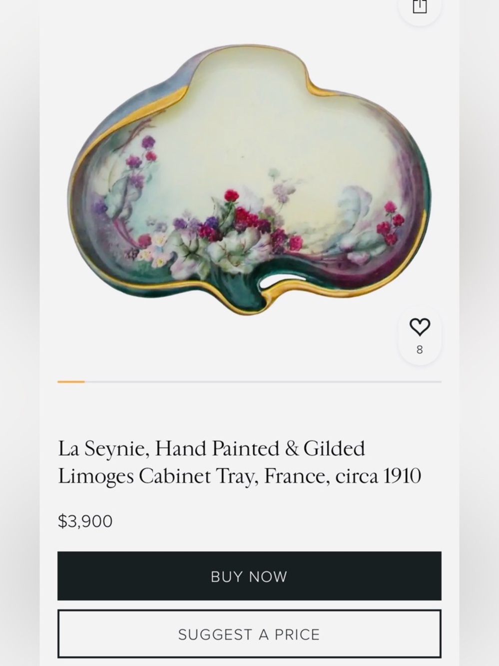 La Seynie P & P Limoges Porcelain Tray (France, Early 20th Century) - Picture 11 of 12